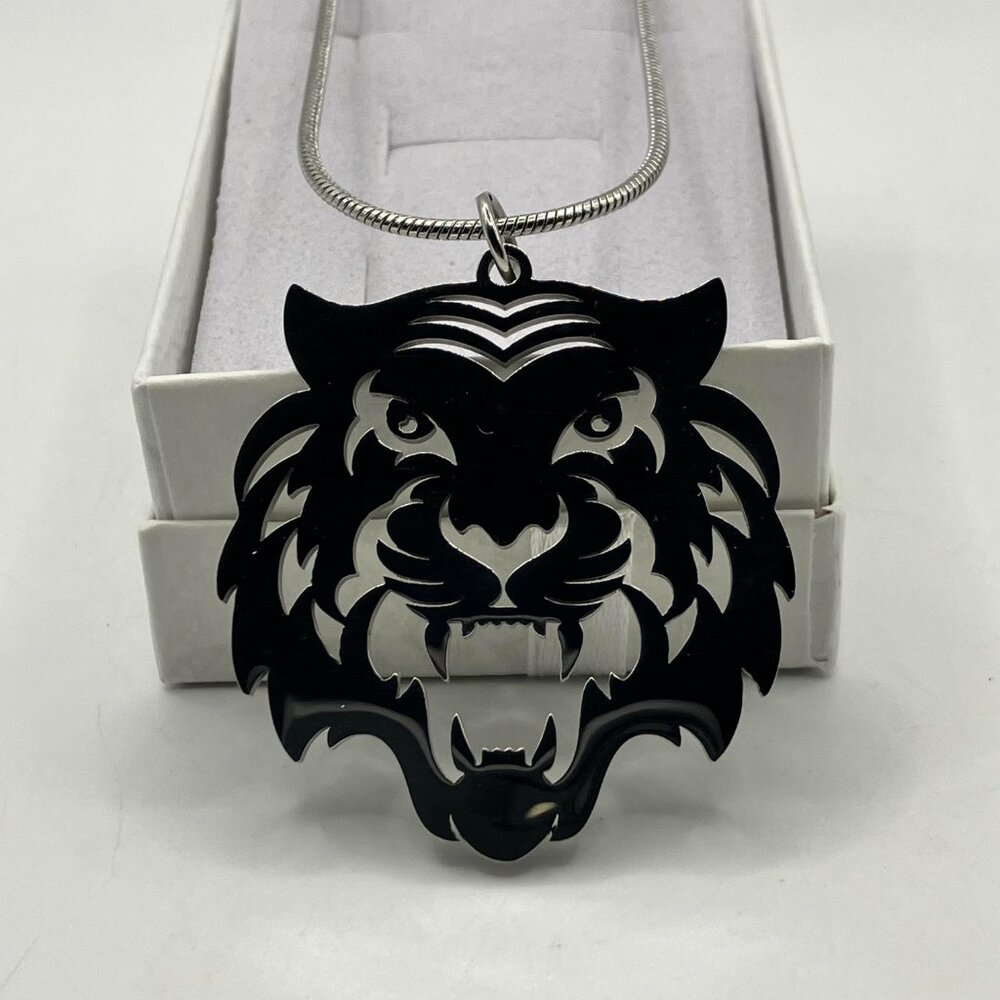 Stainless Steel Tiger Pendant Necklace Laser Cut Pendant + Choice of Chain